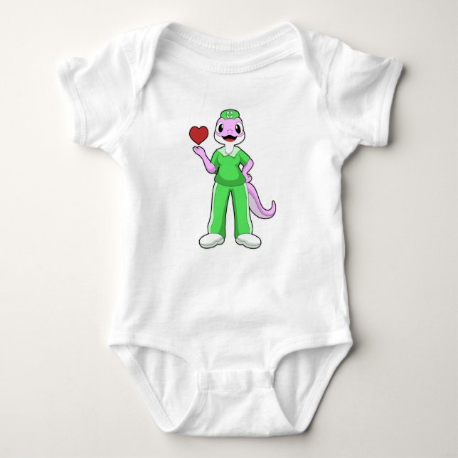 Geko as Nurse with Heart Baby Bodysuit (Front)