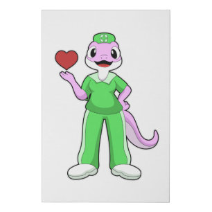 Geko as Nurse with Heart Faux Canvas Print