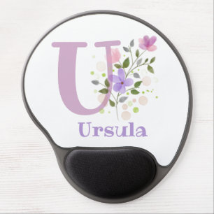 Gel Mouse Pad Initial Plus Name & Flowers Design