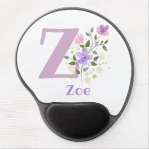 Gel Mouse Pad Initial Plus Name & Flowers Design
