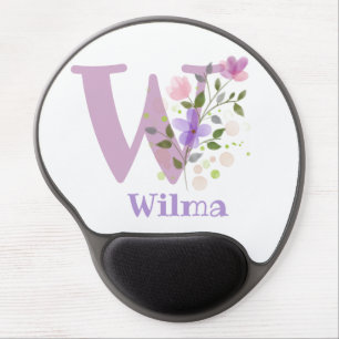 Gel Mouse Pad Initial Plus Name & Flowers Design