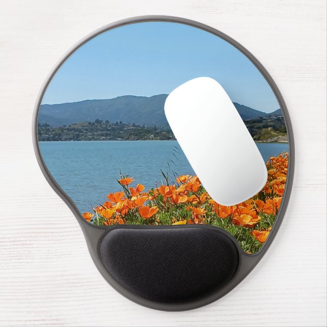 Gel Mouse Pad Mt Tamalpais California Poppies  (Left Side)