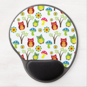Gel Mouse pad/Owls,Mushrooms,Flowers,Leafs Pad