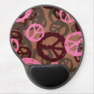Gel Mouse Pad Pink Brown Peace Signs