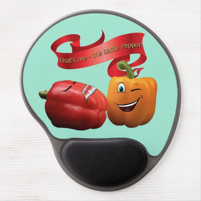 Gel mouse pad with a funny battle pepper (Front)