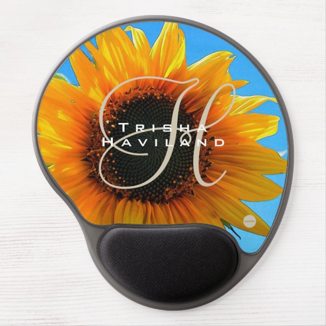 Gel Mouse pad with Monogram and Sunflower HAMbWG (Front)