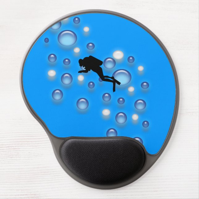 Gel Mousepad - Diver Swimming in Bubbles (Front)