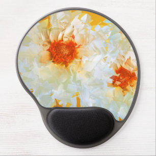 Gel Mousepad Flowers White Orange Cubist