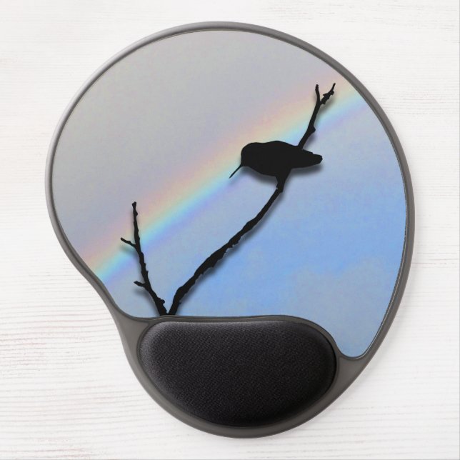 Gel Mousepad - Rainbow Sky and Hummingbird (Front)