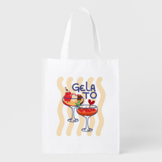 🍦 GELA TO – Cute Retro Gelato Graphic Grocery Bag