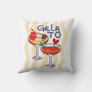 🍦 GELA TO – Cute Retro Gelato Graphic Throw Pillow