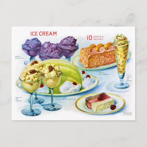 Gelatin Desserts with Ice Cream Postcard
