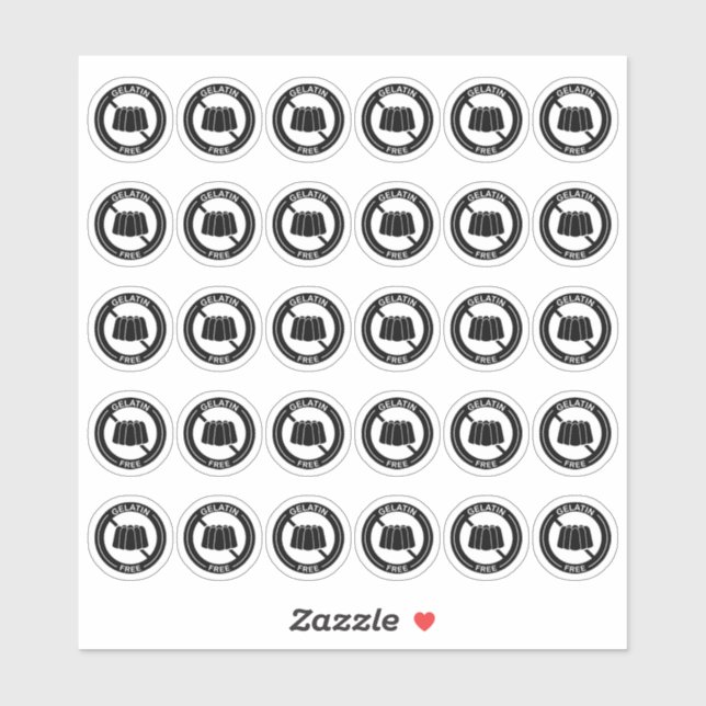 Gelatin Free Wedding Place Card Mini Food Allergy Sticker (Sheet)