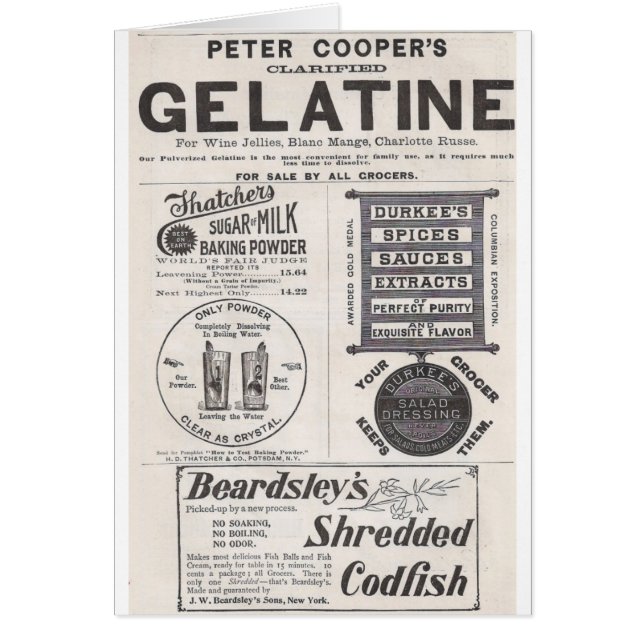 Gelatine, Cod Fish, and more Cards (Front)