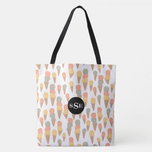 Gelato Flavors Mint Chip Mango Sorbet MONOGRAMMED Tote Bag