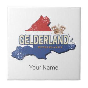Gelderland Netherlands Vintage Map Dutch Souvenir Ceramic Tile