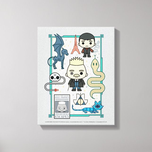 GELLERT GRINDELWALD™ & Barebone Cartoon Canvas Print (Front)