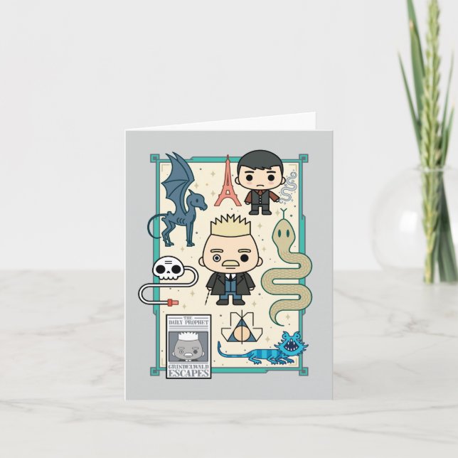 GELLERT GRINDELWALD™ & Barebone Cartoon Card (Front)