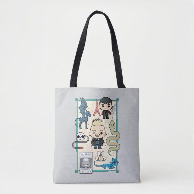 GELLERT GRINDELWALD™ & Barebone Cartoon Tote Bag (Front)