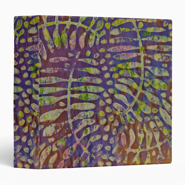 Gelli Print Stencil Abstract Art 3 Ring Binder (Front/Spine)