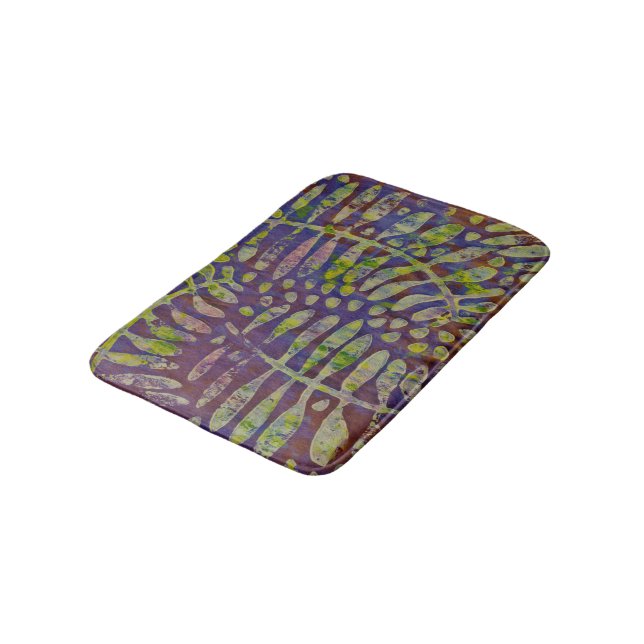 Gelli Print Stencil Abstract Art Bath Mat (Angled)