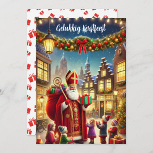 "Gelukkig Kerstfeest" Vintage Dutch Christmas Holiday Card
