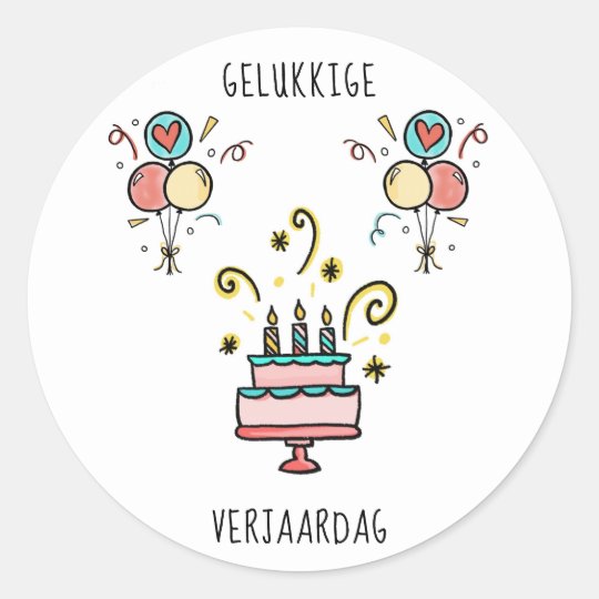 Gelukkige Verjaardag Happy Birthday Classic Round Sticker