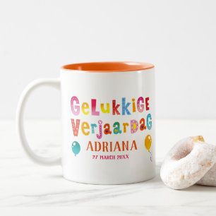 gelukkige verjaardag Two-Tone coffee mug