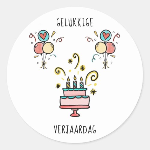 Gelukkkkchen Verjaardag  Happy Birthday Classic Round Sticker