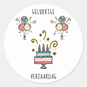 Gelukkkkchen Verjaardag Happy Birthday Classic Round Sticker