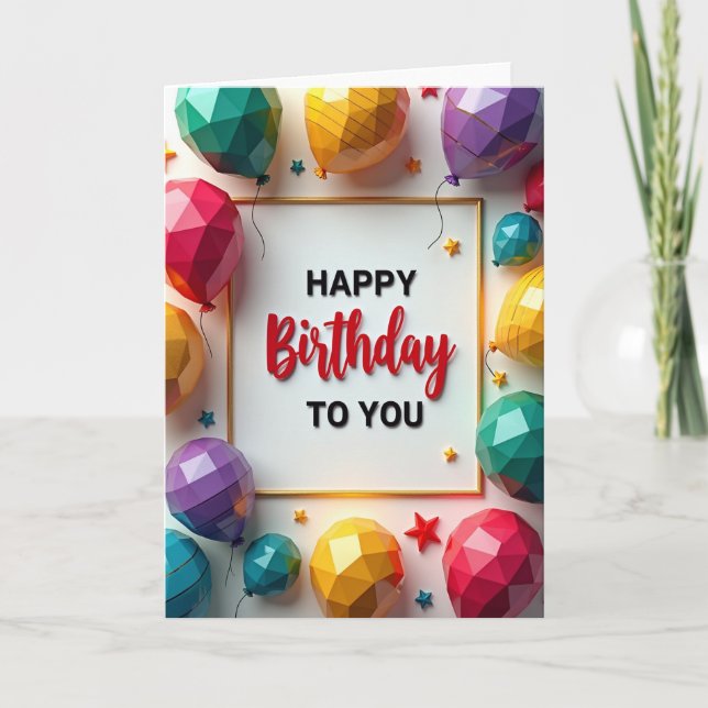 Gem Balloon Birthday Card (Front)
