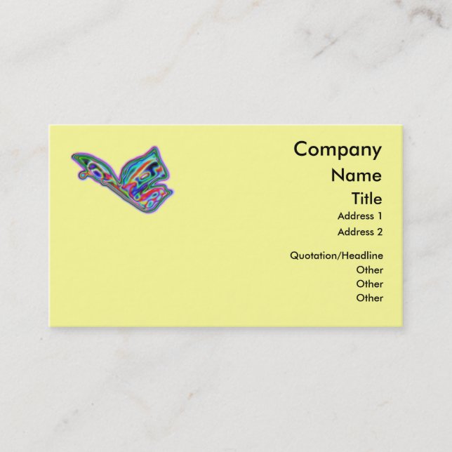 Gem Butterfly - yellow - business card template (Front)