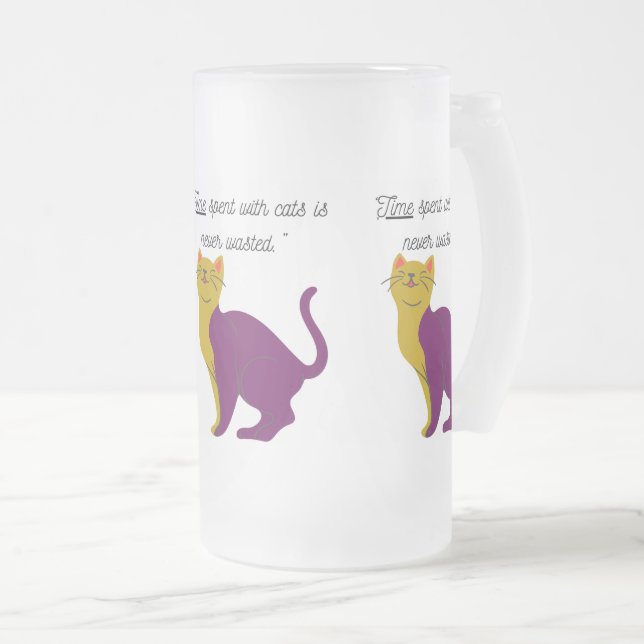 gem cat frosted glass beer mug (Front Right)