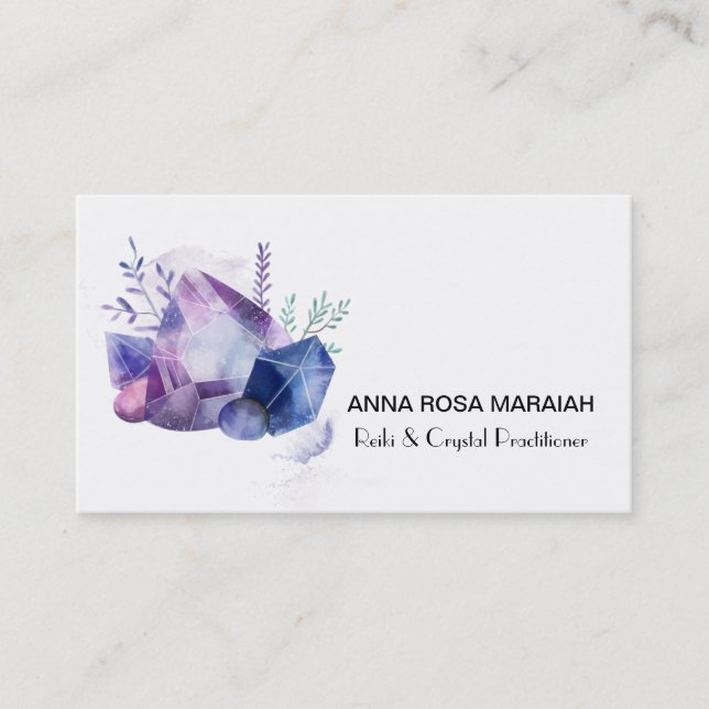 * Gem Cosmos Gemstone Watercolor Universe Crystal Business Card (Front)