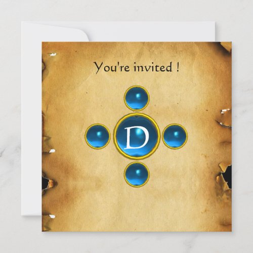 Gem cross 1st Holy Communion  Christening blue Invitation