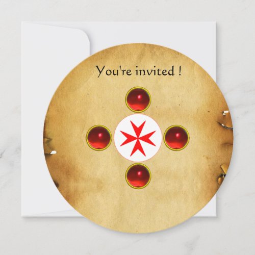 Gem cross 1st Holy Communion  Christening red Invitation