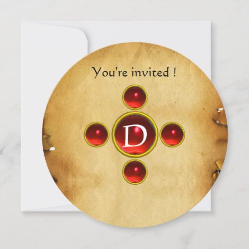 Gem cross 1st Holy Communion  Christening red Invitation