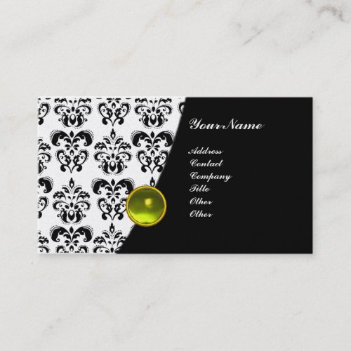 GEM DAMASK MONOGRAM green emerald pearl Business Card