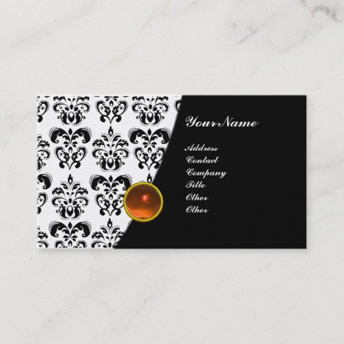 GEM DAMASK MONOGRAM green emerald pearl Business Card