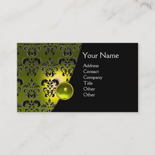 GEM DAMASK MONOGRAM yellow topaz Business Card