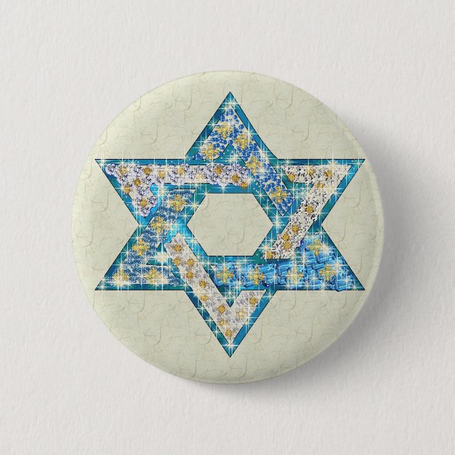Gem decorated Star of David Button (Front)