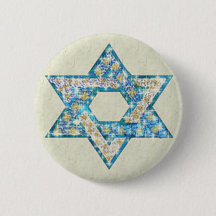 Gem decorated Star of David Button