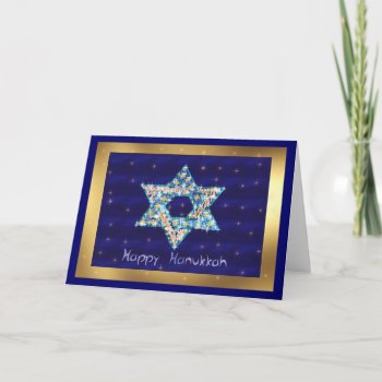 Gem Decorated Star Of David Holiday Card by Crazy_Card_Lady at Zazzle