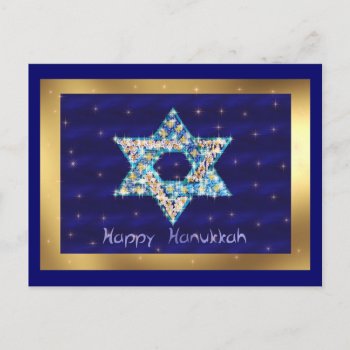 Gem Decorated Star Of David Holiday Postcard by Crazy_Card_Lady at Zazzle