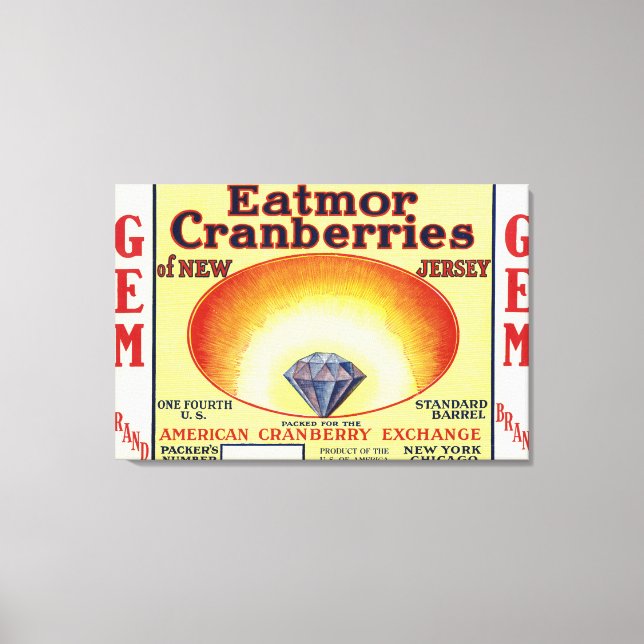 Gem Eatmor Cranberries Brand Label Canvas Print (Front)