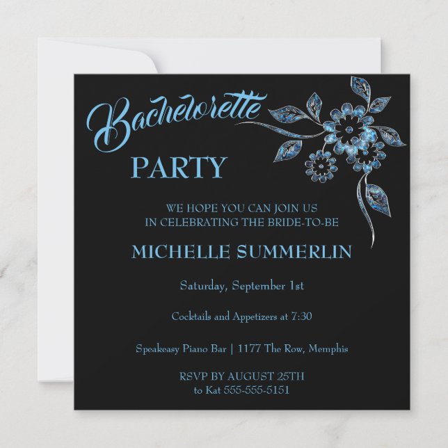 Gem Floral Bachelorette Party Invitation (Front)