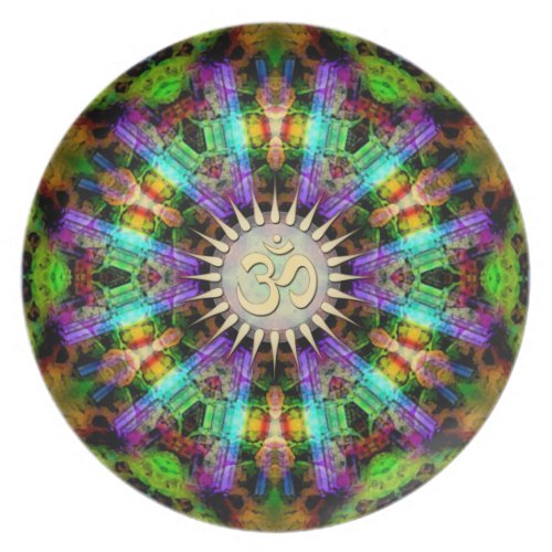 Gem Mandala Golden Aum Spiritual Art Plate