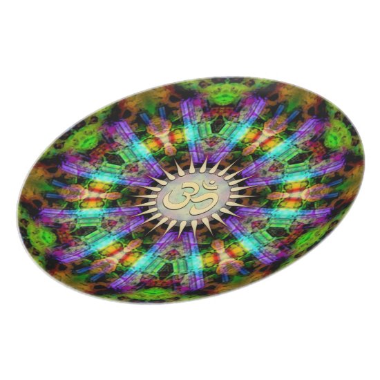 Gem Mandala Golden Aum Spiritual Art Plate