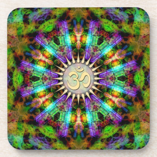 Gem Mandala Golden Aum Spiritual Art : Set of Six Beverage Coaster