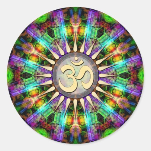 Gem Mandala Golden Aum Spiritual Art Sticker